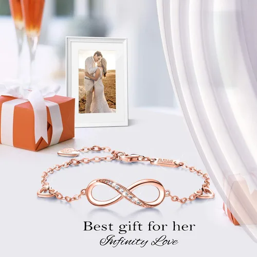 Vista 14 de Billie Bijoux Pulsera ajustable de plata de ley 925 con símbolo de amor infinito infinito para mujer