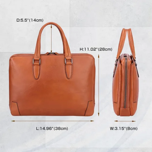 Vista 5 de Banuce Maletín de cuero italiano de grano completo para hombres 14 pulgadas bolsas de viaje Bolsas de negocios bolsa de viaje bolsa de accesorios