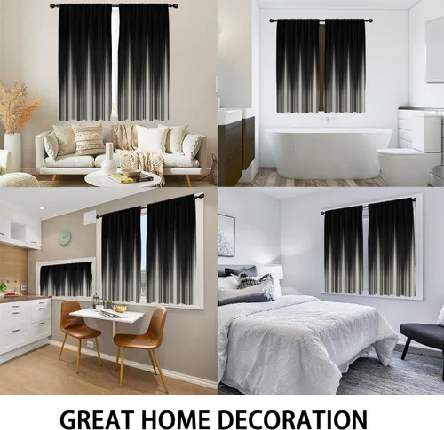 Vista 5 de Coxila Cortinas 100% opacas en negro y beige de 42 x 63 pulgadas, cortinas góticas degradadas con aislamiento térmico para dormitorio