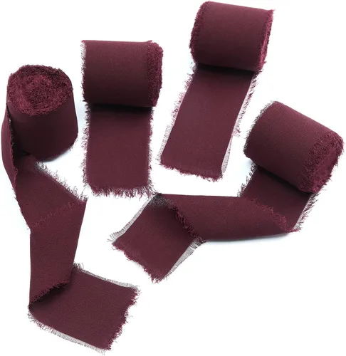 Vista 25 de 4 rollos de cinta de seda hecha a mano con flecos de 1.5 pulgadas x 5 yardas (4 rollos de 20 yardas) para invitaciones de boda, ramos de novia