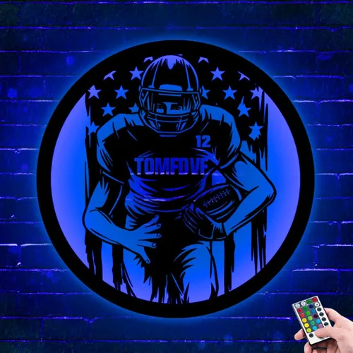 Vista 14 de Letrero de neón personalizado para jugador de fútbol, luz nocturna con degradado automático, luz nocturna LED de fútbol con nombre personalizado
