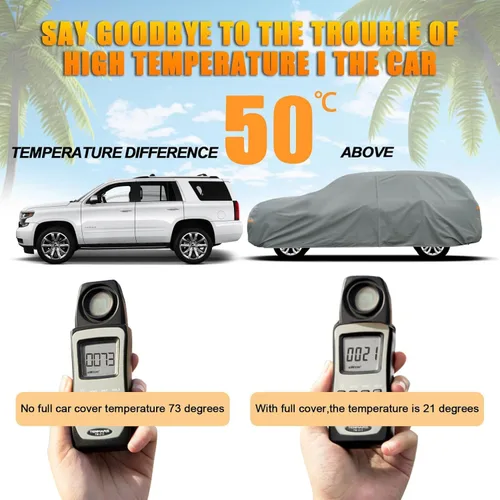 Vista 6 de Kayme - Funda resistente para coche, impermeable, todo clima, cubiertas exteriores completas, protección contra rayos UV, sol y lluvia. Ajuste