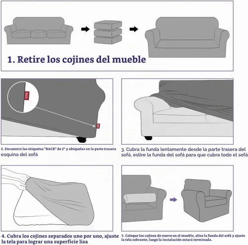 Vista 7 de ZNSAYOTX - Fundas de sofá para sala de estar (4 piezas), antideslizantes, fundas de sofá para 3 cojines, sofá, mascotas, perros, funda lavable a
