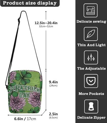 Vista 3 de Happy St Messenger Bag for Women Men Crossbody Shoulder Bag Small Crossbody Bags Over The Shoulder Bag with Adjustable Strap for Cycling Hiking