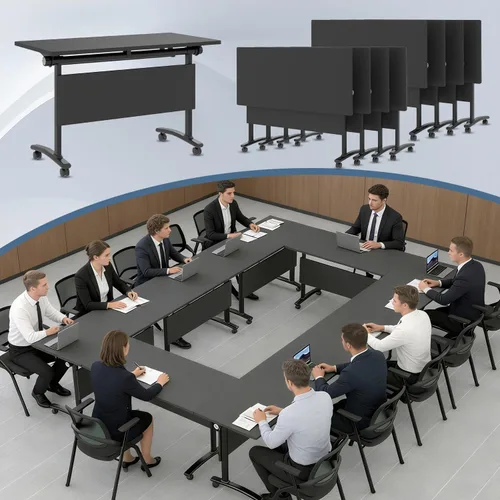 Vista 19 de Paquete de 4 mesas de conferencias plegables, mesa de entrenamiento modular Gris hierro profundo