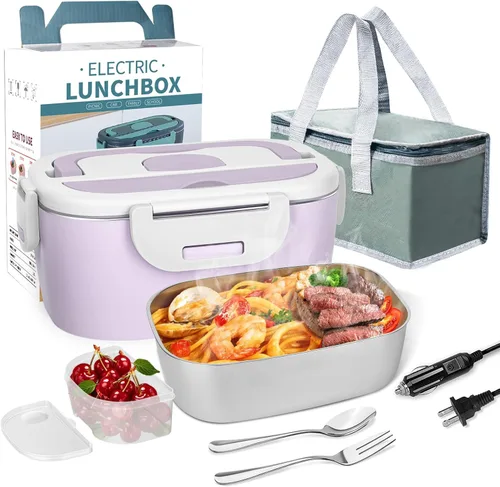 Vista 9 de LAVAED Lonchera Eléctrica Calentada para Adultos, Calentador de Alimentos Portátil - Calentador de Alimentos de Calentamiento Rápido de 80W