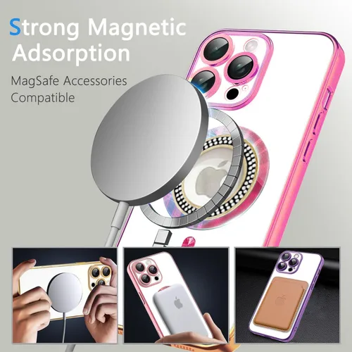 Vista 191 de Misscase Funda magnética con purpurina para iPhone 11 compatible con MagSafe, protección completa, delgada, a prueba de golpes, antiarañazos