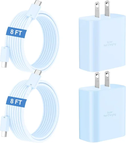 Vista 19 de Cargador súper rápido USB C de 45 W para teléfono Android tipo C, bloque de carga rápida con cable de 5 pies para Samsung Galaxy S26/S26