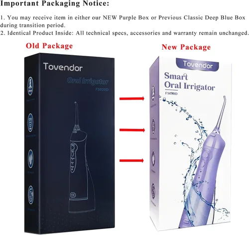 Vista 9 de TOVENDOR Irrigador de agua eléctrico, irrigador oral dental recargable inalámbrico IPX7, impermeable, 10.1 fl oz, limpiador de dientes de agua