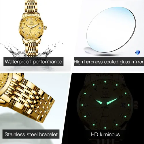Vista 6 de OLEVS Reloj automático para mujer, con diamantes de moda, de lujo, mecánico, de acero inoxidable, para mujer, luminoso, resistente al agua