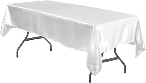 Vista 21 de YOUR CHAIR COVERS - Mantel rectangular de satén de 60 x 102 pulgadas - Mantel rectangular de satén brillante para mesas rectangulares de 6 pies