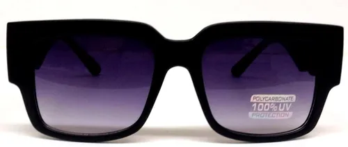 Vista 2 de Negro Square Oro Cabeza De León medallón Wayfarer anteojos de sol Black Lente (med-2b)