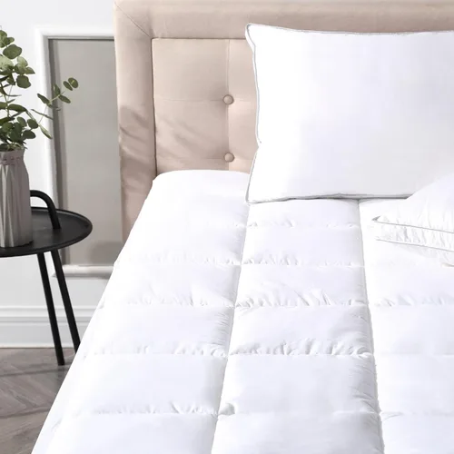 Vista 3 de Classic Brands Defend-A-Bed Ultimate Alternative - Protector de colchón acolchado de plumón, tamaño Queen