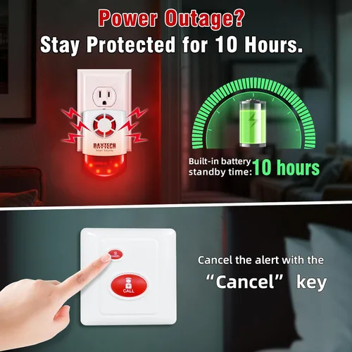 Vista 3 de Daytech Kit de alarma estroboscópica de emergencia a distancia, impermeable, para exteriores, sistema de advertencia de pánico fuerte