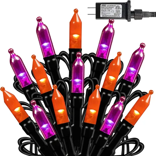 Vista 7 de Dazzle Bright Mini cadena de 200 luces LED de Halloween, 65 pies, conectables, impermeables, 8 modos, luces de hadas para interiores y exteriores