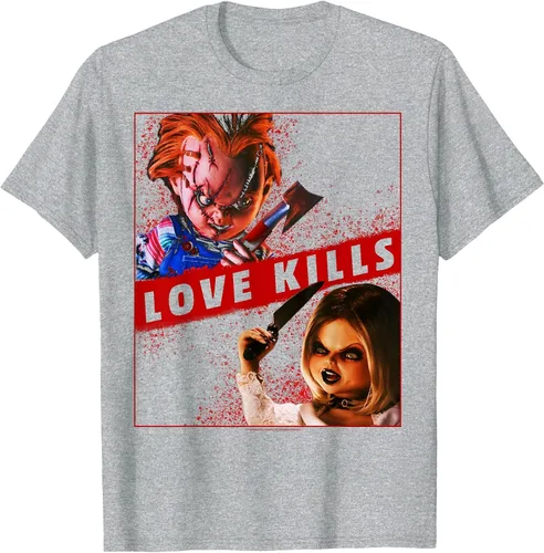 Vista 56 de Child's Play Chucky and Tiffany Love Kills T-Shirt Asphalt Grey