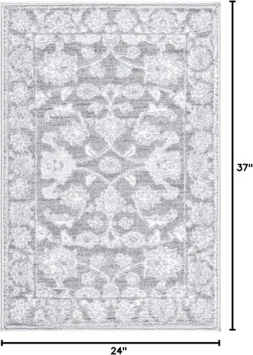Vista 2 de Unique Loom Boston Collection - Alfombra rectangular de 2 x 3 pies y 1 pulgada, color gris y marfil