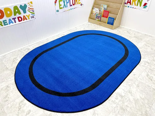 Vista 4 de KidCarpet Montessori - Alfombra ovalada de nailon, 4 x 6 pies, azul/negro (FE731-23A)