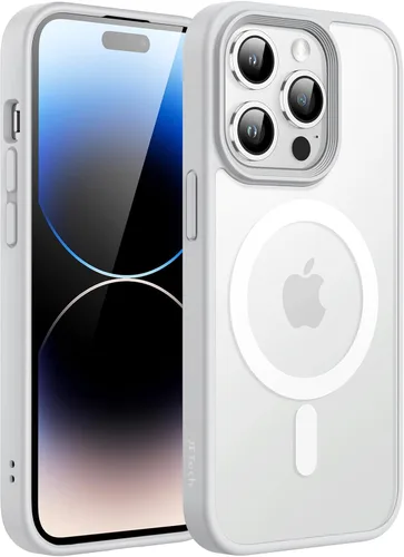 Vista 26 de JETech Funda magnética mate para iPhone 14, color negro Compatible con MagSafe, parte trasera mate translúcida, protección delgada a prueba