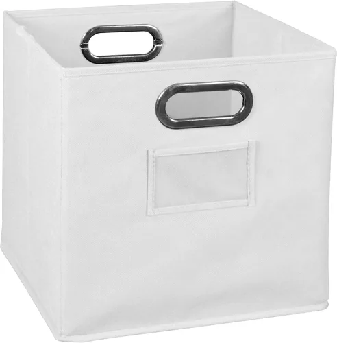 Vista 8 de Niche Cubo - Juego de 2 contenedores plegables de tela, color blanco
