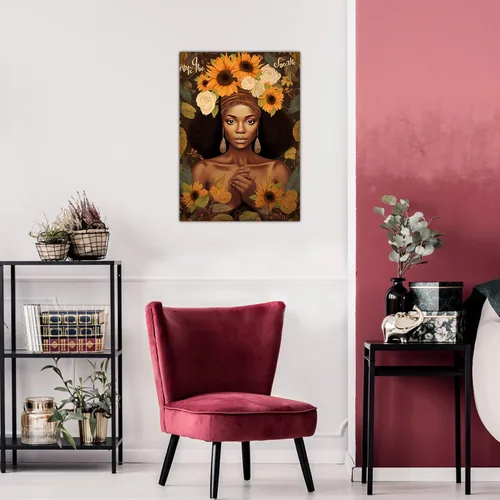 Vista 142 de Arte de pared afroamericano, decoración de rey y reina bailarín negro para sala de estar, arte de pareja de amor negro para dormitorio, lienzo