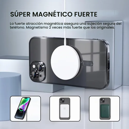 Vista 5 de Misea Funda magnética para iPhone 14 compatible con MagSafe color negro