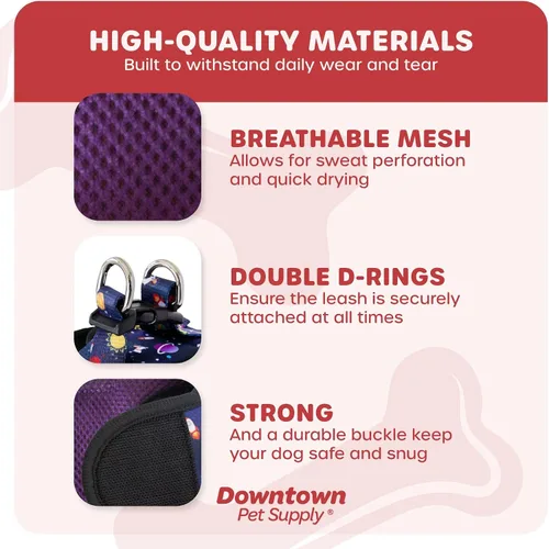 Vista 4 de Downtown Pet Supply Arnés para perro Step-in – Sin tirones, malla acolchada ajustable con ribete reflectante, correa de hebilla segura – Arnés