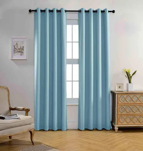 Vista 11 de Cortinas y cortinas de poliéster con ojales en la parte superior para oscurecer la habitación, sala de estar con aislamiento térmico