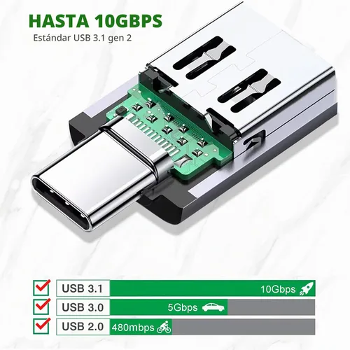 Vista 5 de Adaptador USB C a USB 3.1 Gen 2, 10Gbps USB a USBC, USB-C macho a USB 3.0 A hembra USB 3.2 Tipo C OTG convertidor para MacBook Pro Laptop PC iMac