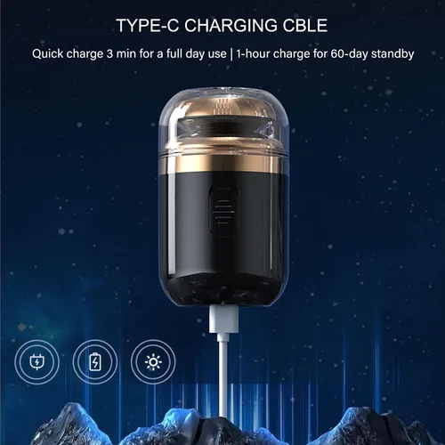 Vista 6 de Mini afeitadora eléctrica portátil, 2 en 1, recargable por USB, en seco y húmedo, con recortadora de pelo de nariz giratoria, regalo