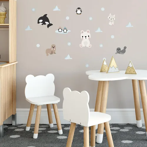 Vista 2 de Teddylabels - Calcomanías de Animales Árticos - Pegatinas de Pared Fáciles de Aplicar y Removibles: Transforma el Dormitorio de tus Niños Pequeños