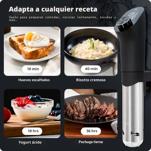 Vista 5 de Greater Goods - Máquina de Sous Vide de Cocina - Cocina de Precisión, Circulador de Inmersión, Motor Sin Escobillas, 1100 Watts (Negro Onyx)