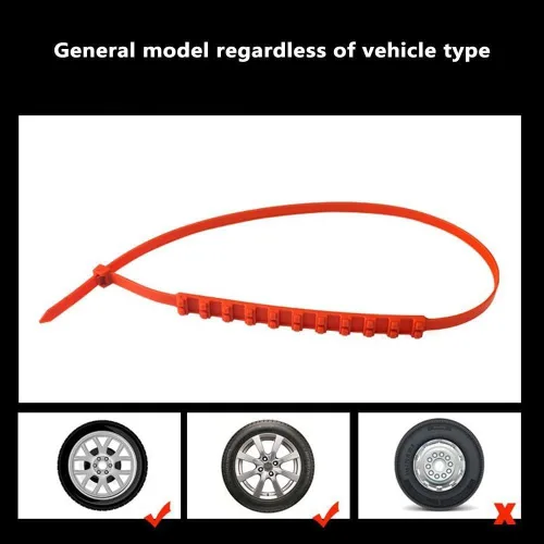 Vista 6 de Cadenas de nieve reutilizables para automóviles, cables de neumáticos (rojo)