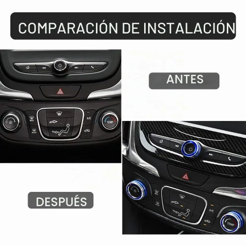 Vista 2 de CARFIB Calcomanías de Perillas de Volumen de AC para Chevrolet Chevy Equinox LT Accesorios Control de Aire Push Auto Sync Calcomanías Tapas