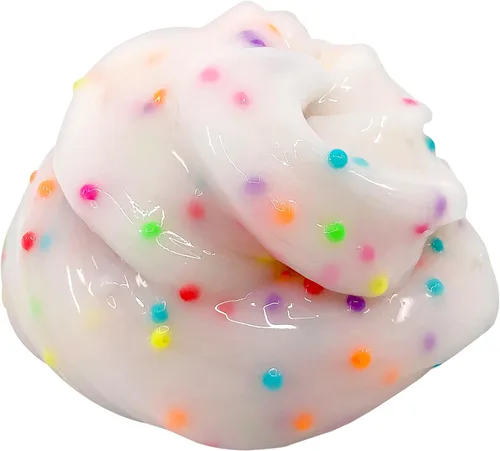 Vista 6 de Cra-Z-Slimy Cake Batter Slime – 24 onzas, baba de color blanco extra grande perfumada con cuentas de chispas coloridas – Divertido de textura