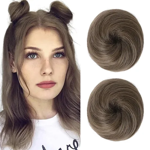 Vista 21 de REECHO Space Bun Hair Pieces, 2 piezas de mini clips de garra en moños desordenados y orejas de gato, extensiones de moño de cabello falso HB001