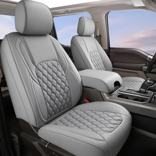 Vista 13 de Huidasource - Funda personalizada para asientos de automóvil, de cuero, impermeable, protector de cojines de asiento delanteros y traseros