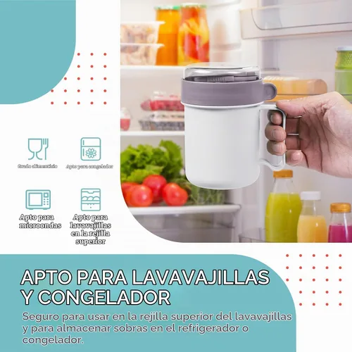 Vista 6 de MATICAN Taza de sopa para microondas con tapa, recipiente para sopa con tapa para fideos ramen, sopa, bebidas, apto para microondas, incluye Gris