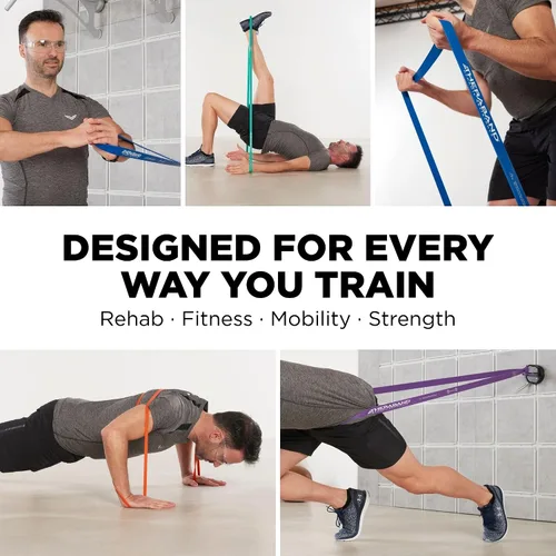 Vista 5 de THERABAND Bandas de alta resistencia, juego de 2 súper bandas elásticas para mejorar la flexibilidad, rehabilitación de lesiones y entrenamientos