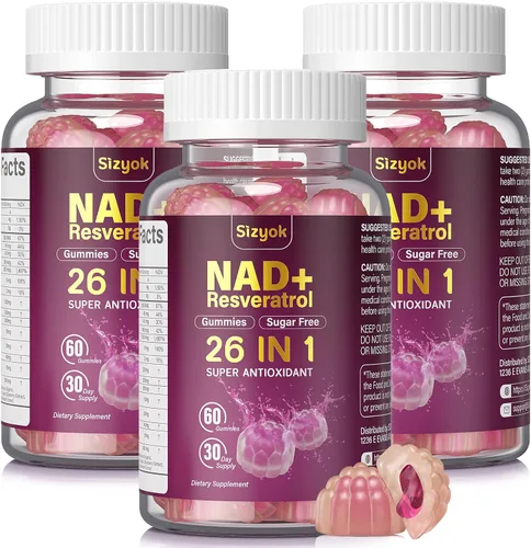 Vista 9 de Gomitas de Resveratrol NAD, Suplementos NAD para Mujeres con Colágeno Hidrolizado, Semilla de Uva y D-Biotina que Apoyan la Acción Antioxidante