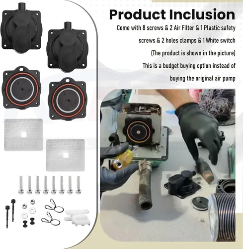 Vista 6 de Kit completo de reconstrucción de bomba de aire HP60/80 para aireadores Hiblow HP 80, HP 60, HP-80-0110, con interruptor blanco
