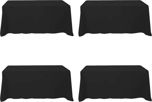 Vista 20 de BRILLMAX - Manteles para mesa rectangular de 6 pies, tela de lino de poliéster, lavable, para boda, recepción, banquete, fiesta de cumpleaños, 60 x
