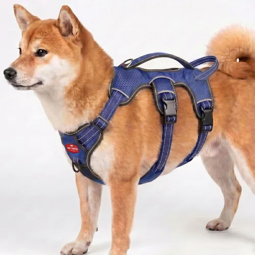 Vista 11 de Tuff Pupper Arnés para perro sin escape a prueba de escape, arnés ajustable de 5 puntos para perros, arneses acolchados para perros, arneses