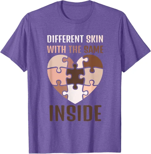 Vista 8 de Camiseta con texto en inglés "Black History Month Different Skin With The Same Love Inside