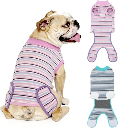Vista 16 de Paquete de 2 unidades de algodón transpirable para perros de recuperación para después de esterilizar heridas abdominales, protectores profesionales