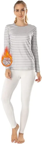 Vista 7 de MANCYFIT - Conjunto de ropa interior térmica para mujer, con forro polar, ultra suave Beige