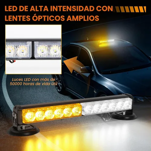 Vista 3 de Barra de luces de emergencia inalámbricas ámbar/blanca para camiones, vehículos
