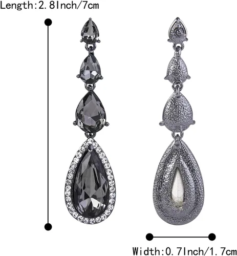 Vista 5 de BriLove Pendientes largos de araña largos para mujer, diseño de lágrima, para boda