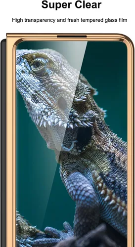 Vista 5 de Funda para Galaxy Z Fold 5, elegante marco galvanizado con vidrio estampado, protector de pantalla integrado compatible con Samsung Galaxy Z Fold 5