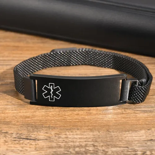 Vista 62 de VNOX Pulsera de identificación de alerta médica para hombres y mujeres, pulseras de alerta médica con grabado personalizado para mujeres y hombres